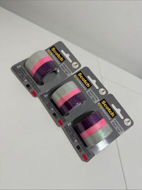 Scotch, Washi Tape, Glitter and print, PInk, Purple, Silver